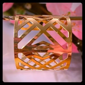 Brass open geometric design cuff bracelet